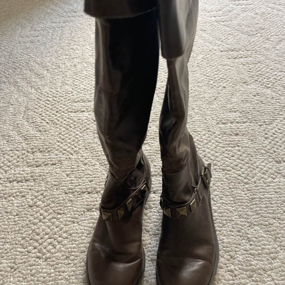 Kensie Girl knee high brown distressed boots size 8.5